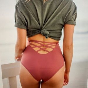 UO- Out from under black high waisted swim bottom